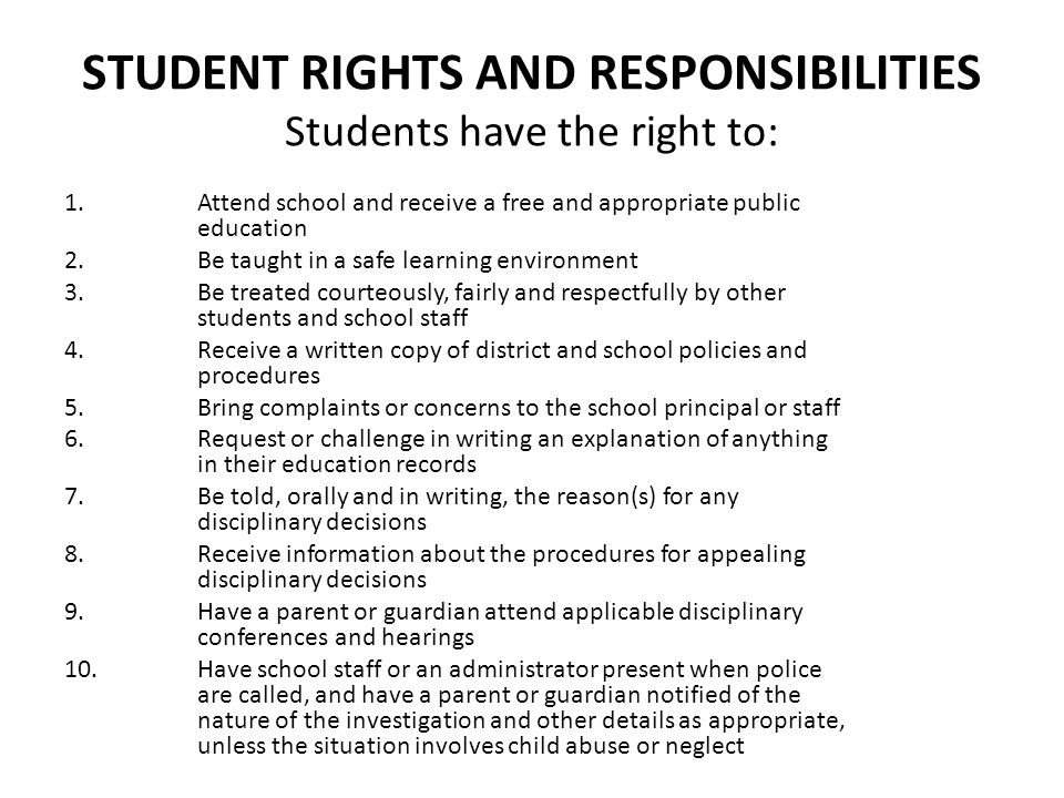 Duties and responsibilities of a student